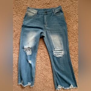 NWOT Stylish Distressed Blue Flare Jeans